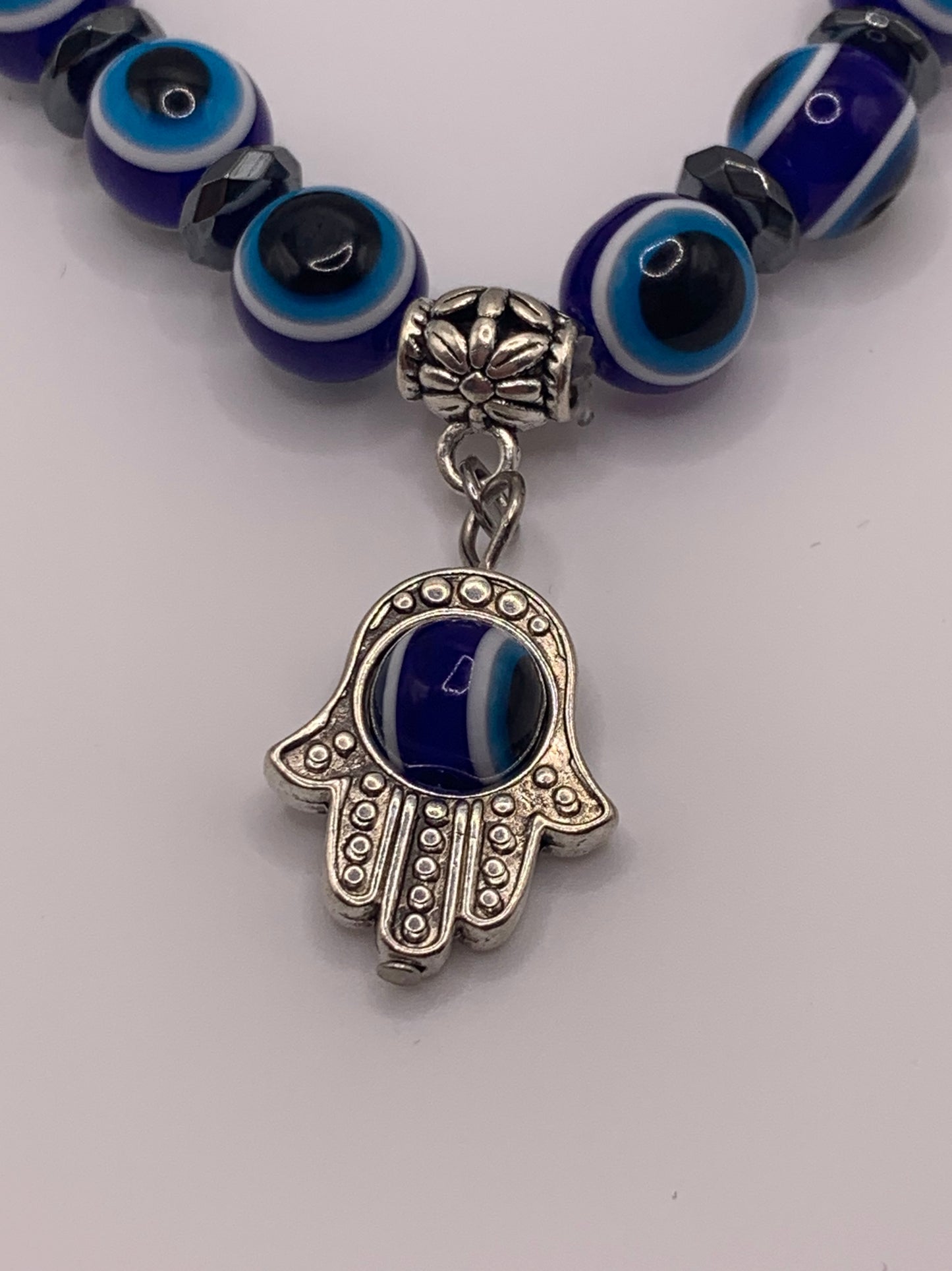 Evil Eye Bead Bracelet, Evil Eye Charm Bracelet, Bead Charm Bracelet, Blue Bead Bracelet