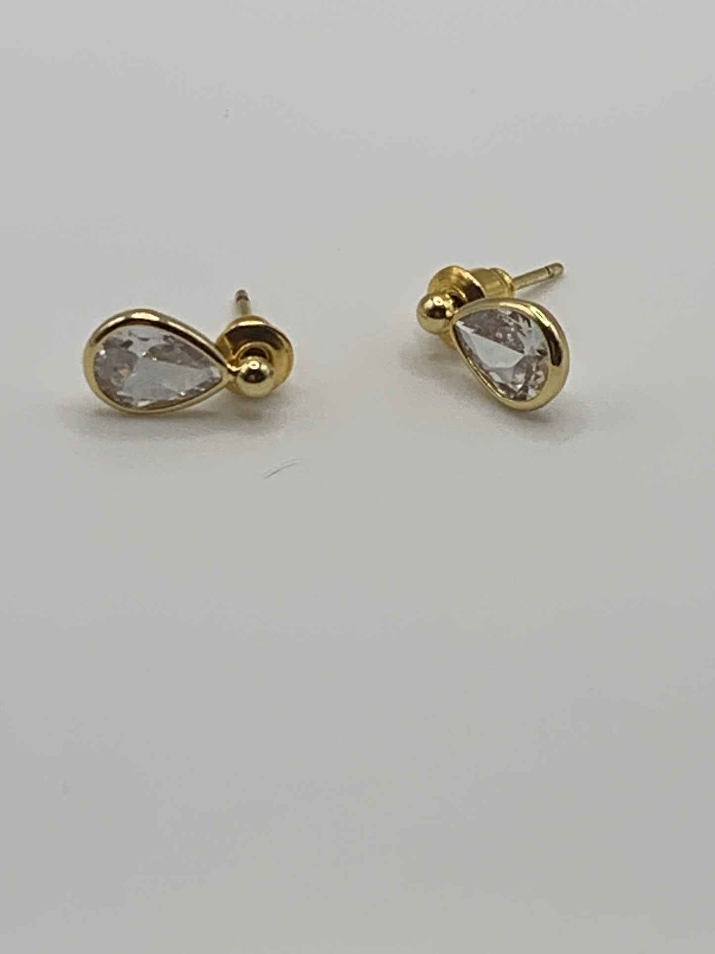 Gold Tear Drop Stud Earrings, CZ Stud Earrings, Gold Cubic Zirconia Stud Earrings, Gold Pear Shaped Earrings, Gold Drop Earrings