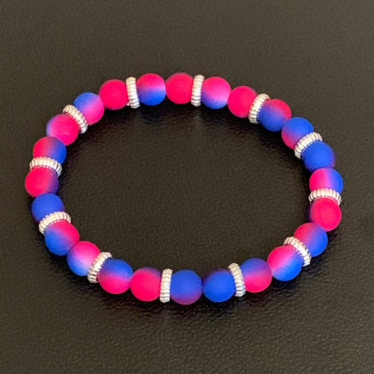 PinkColorful Bead Bracelet, Round Bead Bracelet, Pink Bead Bracelet, Blue Bead Bracelet, Stretch Bead Bracelet