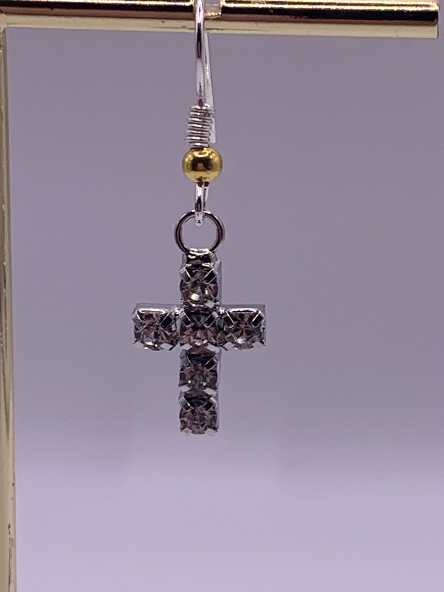 Silver Rhinestone Cross Earrings, Silver Cross Earrings, Spiritual Earrings, Silver Dangle Earrings, Fashion Earrings