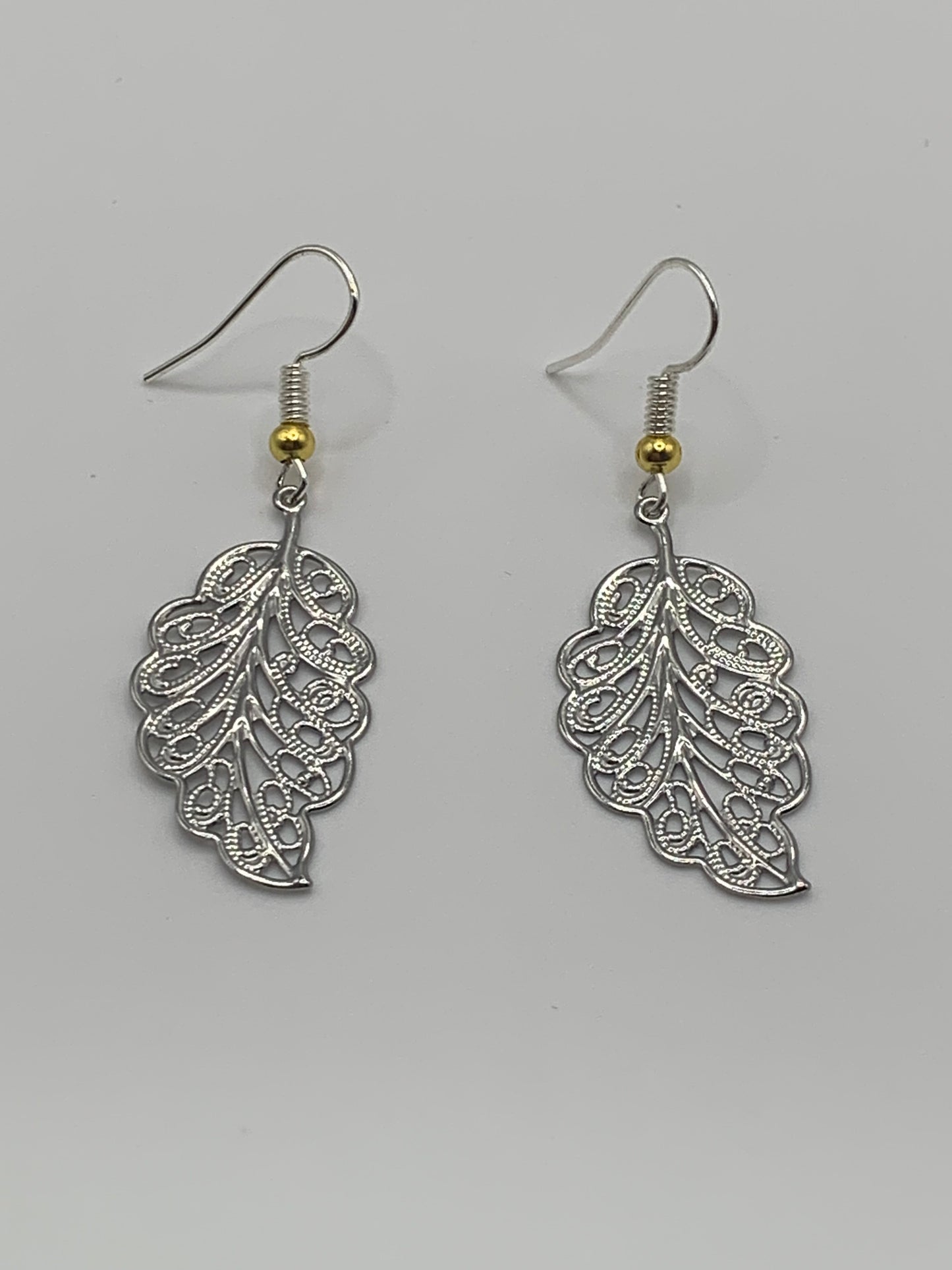 Silver Leaf Earrings, Silver Dangle Leaf Earrings, Silver Pendant Earrings, Silver Dangle Earrings