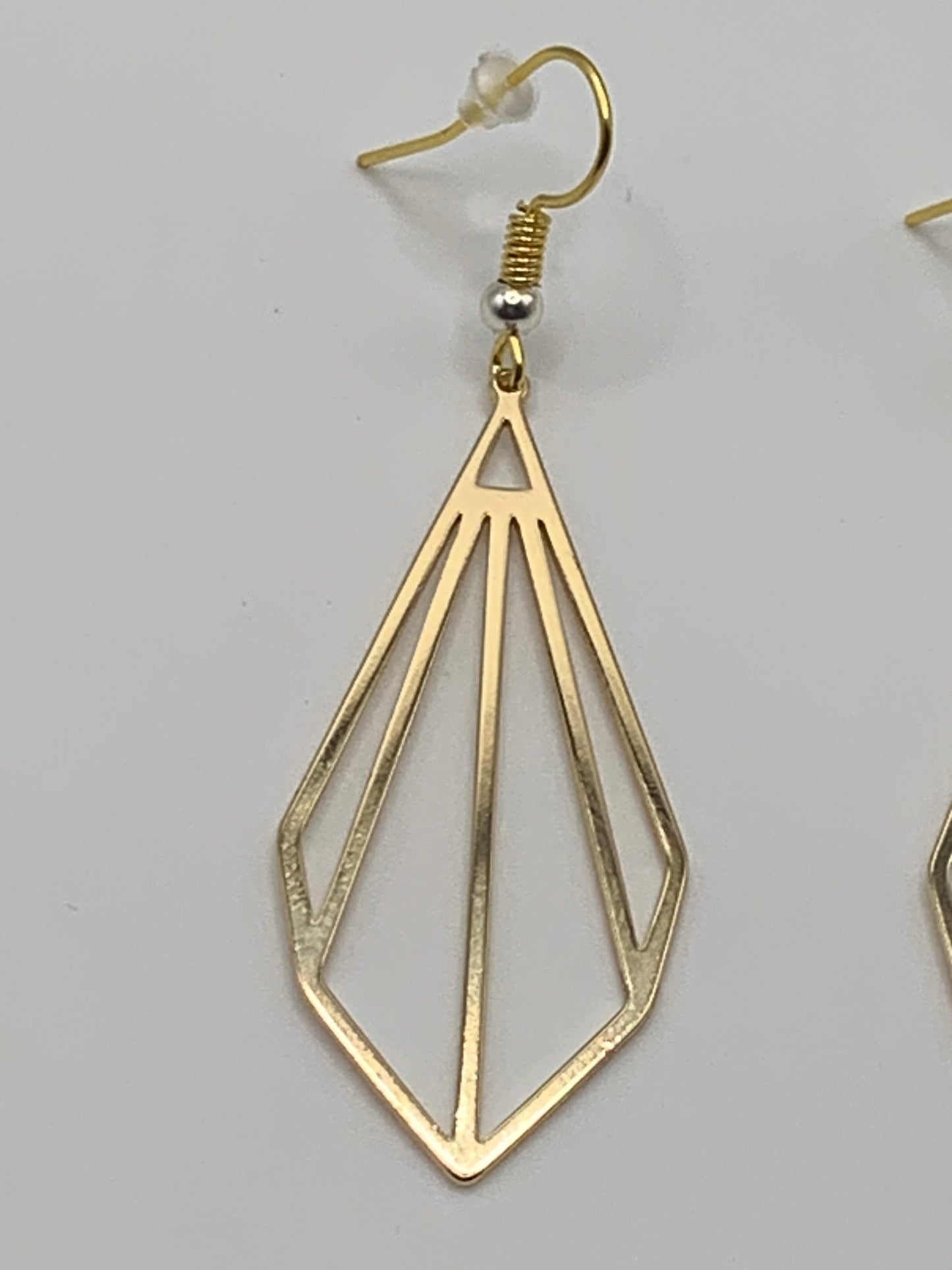 18K Gold Drop Earrings, Gold Prism Earrings, Gold Dangle Earrings