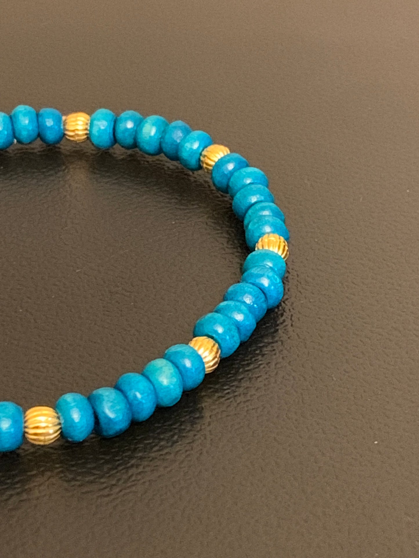 Teal Bead Bracelet, Gold Bead Bracelet, Round Bead Bracelet, Colorful Bead Bracelet, Stretch Bead Bracelet