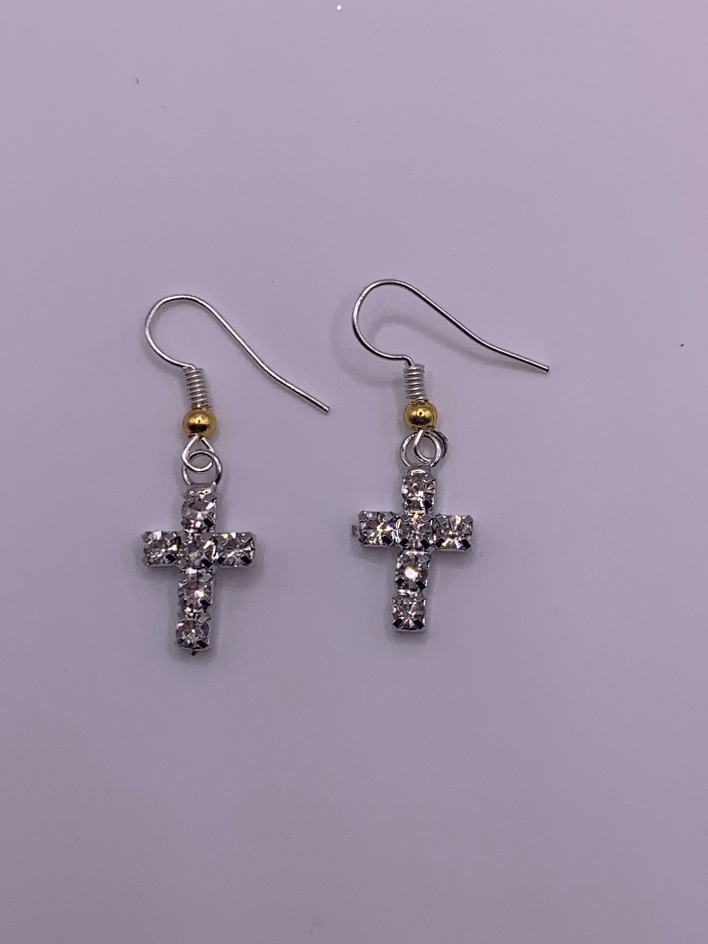 Silver Rhinestone Cross Earrings, Silver Cross Earrings, Spiritual Earrings, Silver Dangle Earrings, Fashion Earrings