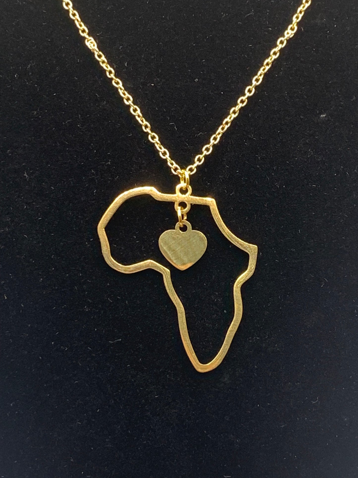 Africa Heart Necklace, Gold Africa Necklace, Silver Africa Necklace, Heart Necklace, African Necklace, Gold Necklace, Silver Necklace