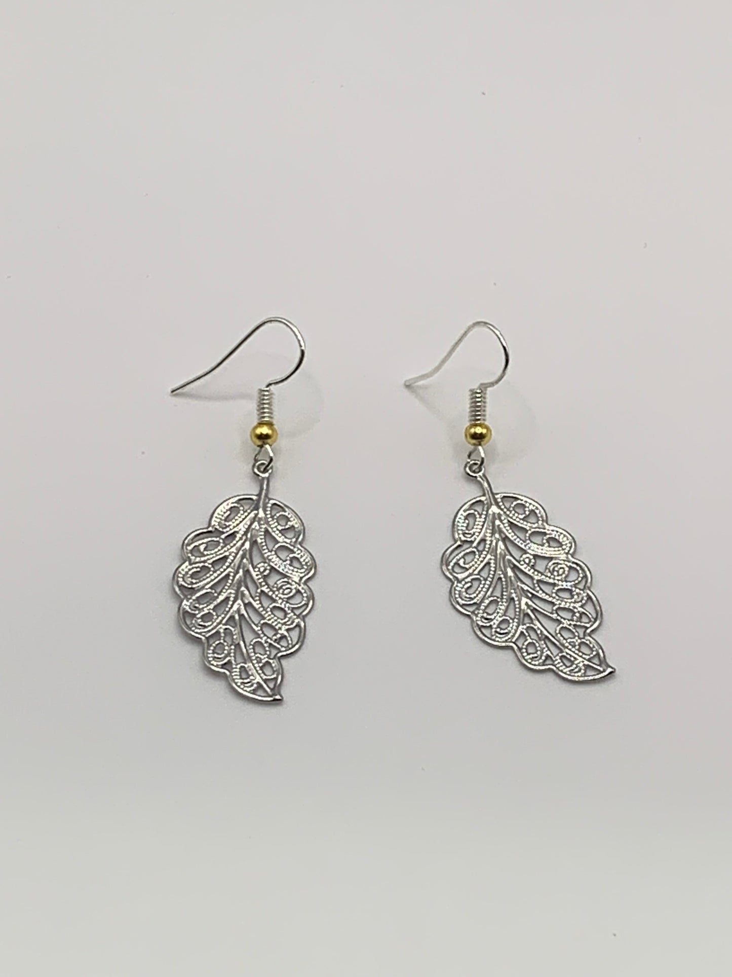 Silver Leaf Earrings, Silver Dangle Leaf Earrings, Silver Pendant Earrings, Silver Dangle Earrings