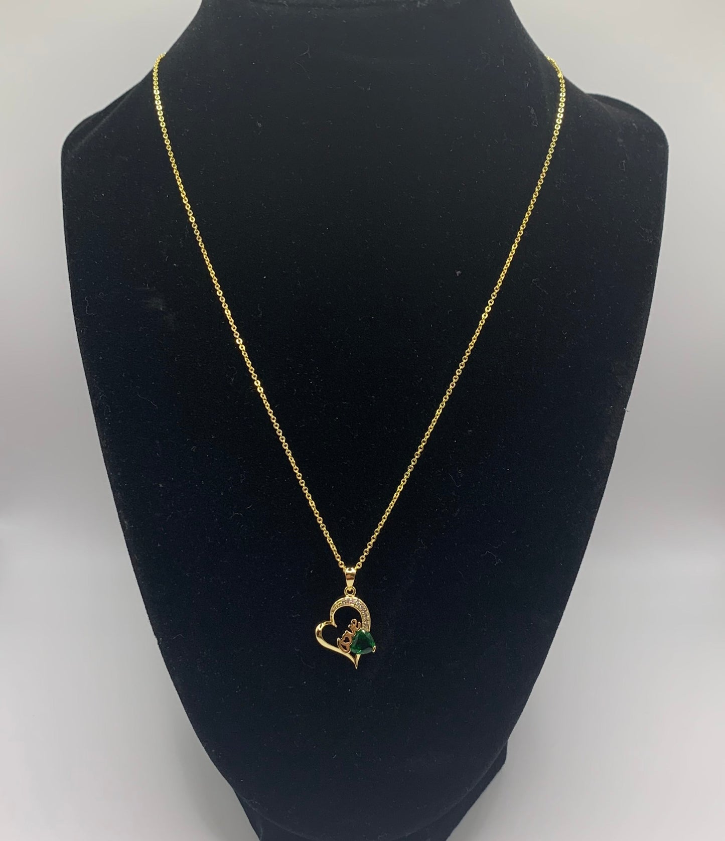 Gold Love Necklace, Gold Heart Necklace, Green Love Necklace, Purple Love Necklace, Green Heart Necklace, Purple Heart Necklace