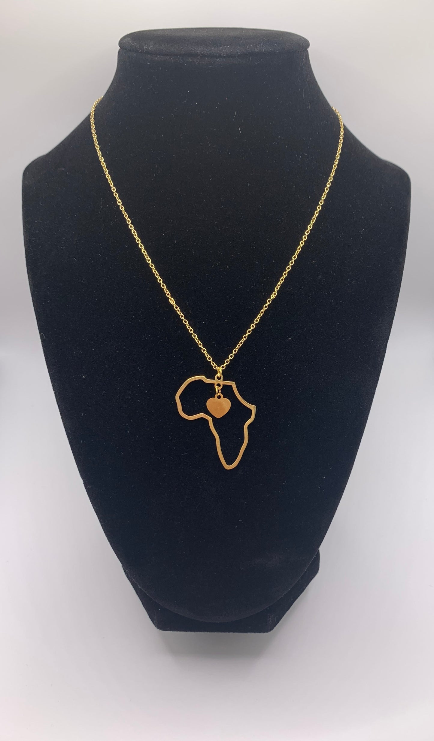 Africa Heart Necklace, Gold Africa Necklace, Silver Africa Necklace, Heart Necklace, African Necklace, Gold Necklace, Silver Necklace