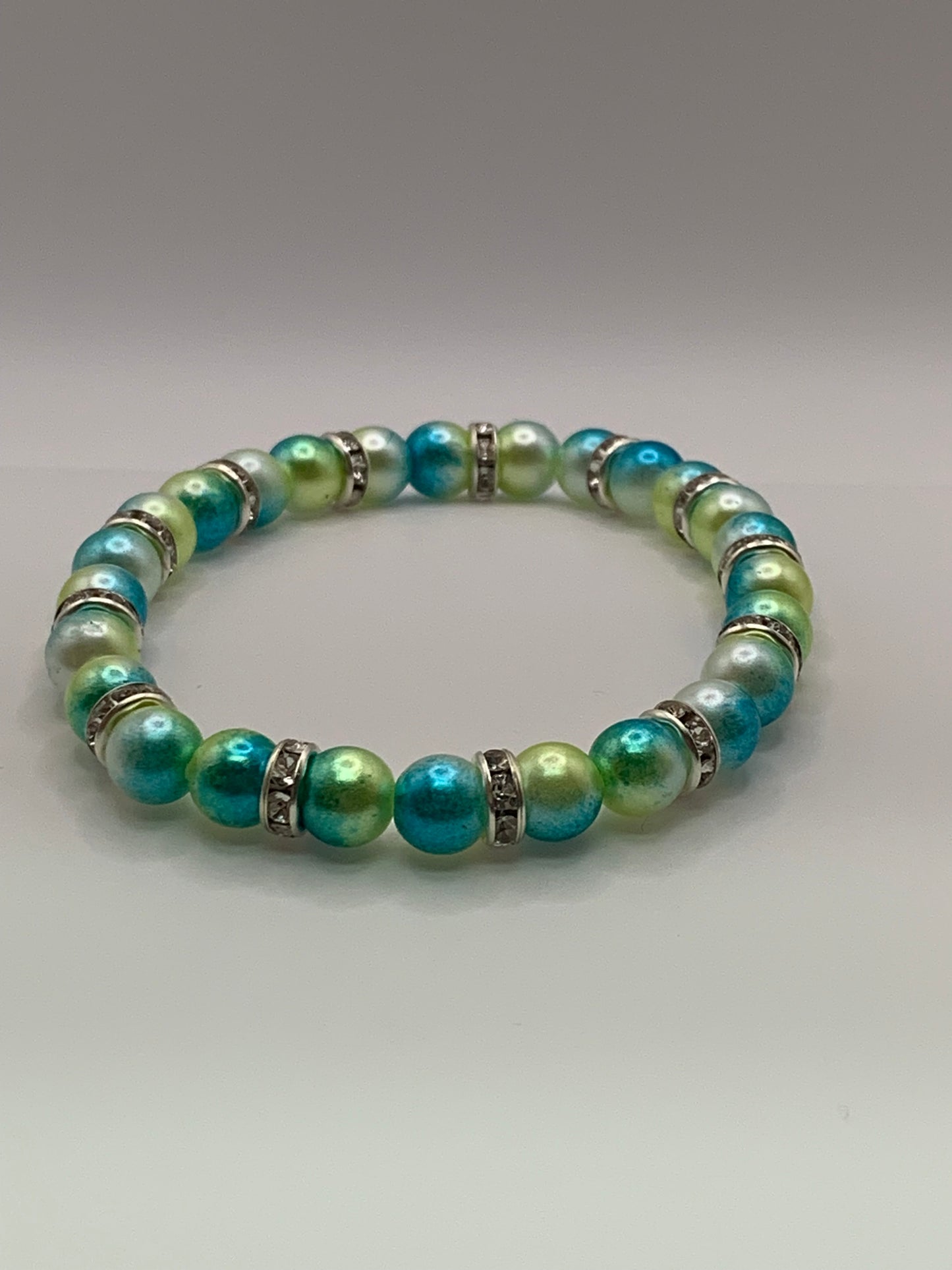 Mermaid Bead Bracelet, Round Bead Bracelet, Rhinestone Bead Bracelet, Colorful Bead Bracelet, Blue Bead Bracelet, Green Bead Bracelet