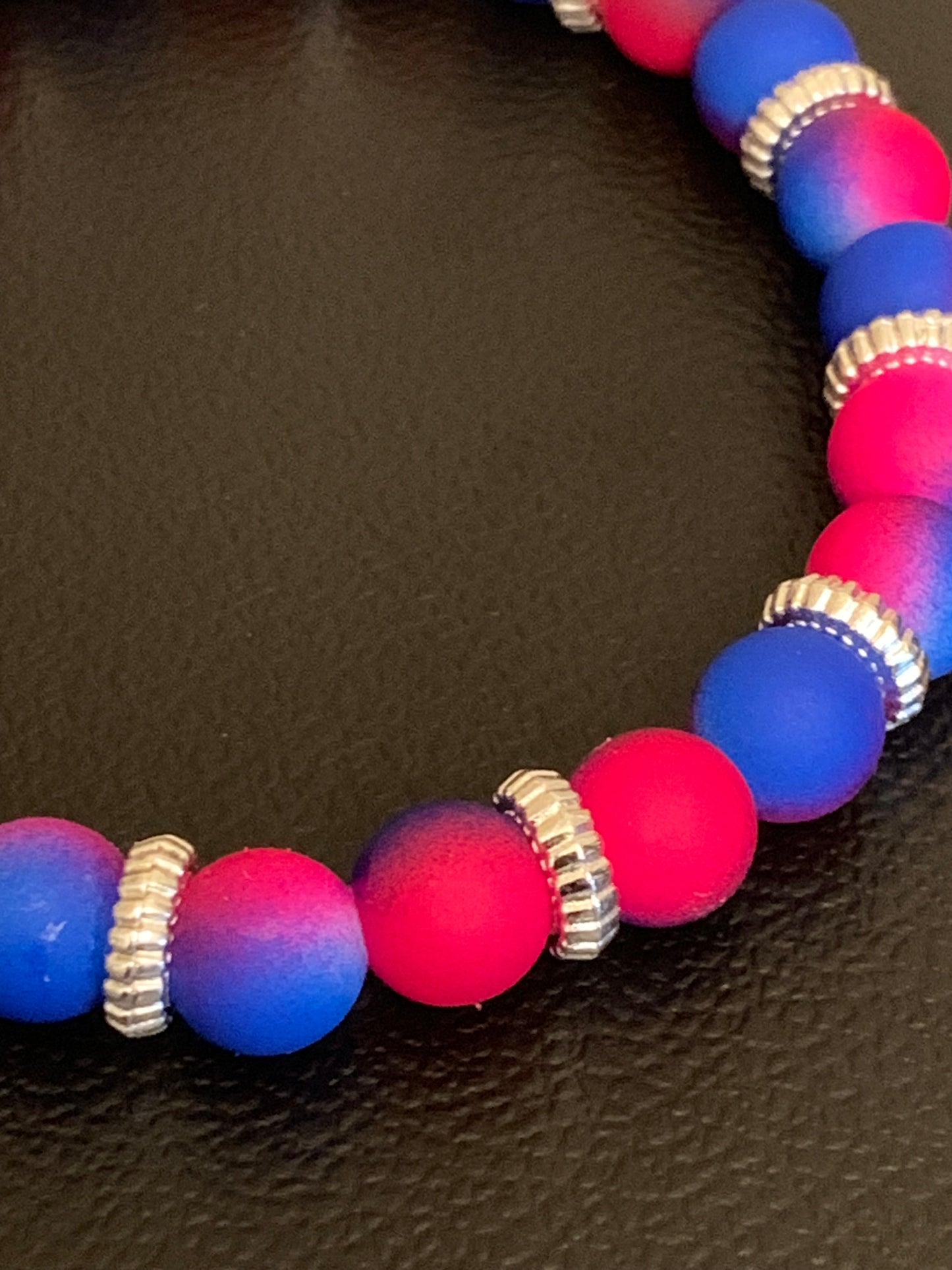 PinkColorful Bead Bracelet, Round Bead Bracelet, Pink Bead Bracelet, Blue Bead Bracelet, Stretch Bead Bracelet