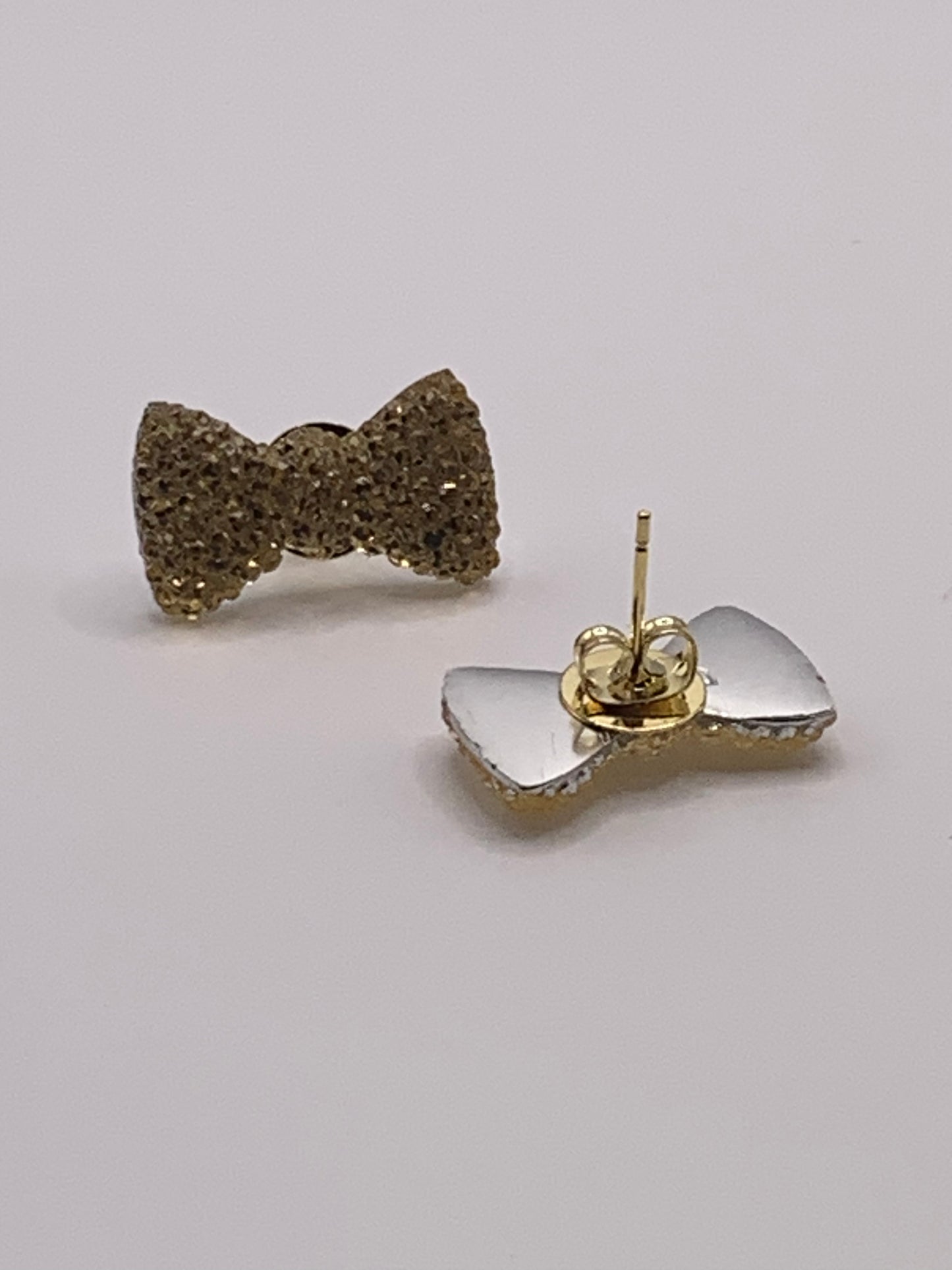 Bling Bow Earrings, Gold Bow Earrings, Silver Bow Earrings, Stud Earrings, Stud Bow Earrings