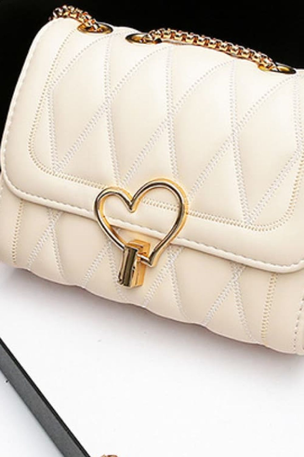 Heart Buckle Leather Crossbody Bag